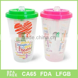 Pop-up Straw Design With Colorfull Lid 16oz Plastic Straw Mug thumbnail-1