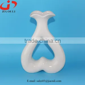 Valentines' Day Favor Heart Shape Ceramic Vase White Glazed thumbnail-1