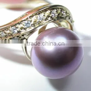 Fashion Pearl Ring With Diamond Tahitian Pearl Ring thumbnail-1