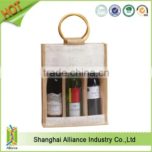 Clear Jute Bag With Window/small Jute Wine Bag With Cotton Material Handle thumbnail-5