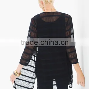 Women's Sheer Black Mesh Lace Shirt thumbnail-2