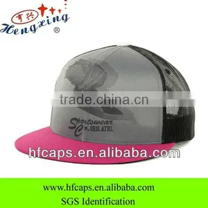 6 Panel Flat Bill Snapback Cap Custom Foam Mesh Trucker Cap thumbnail-1