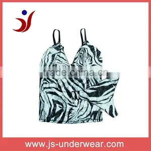 Hot Ladies Sexy Pajamas Aminal Print Sleepwear Fashion Cami and Panty Sets,style JS-123,Appcet OEM thumbnail-2
