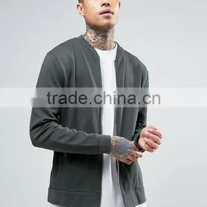 2017 Best Price High Quality New Design Durable Baseball Collar 100% Cotton Sweat Grey Casual Men Sport Jacket thumbnail-1