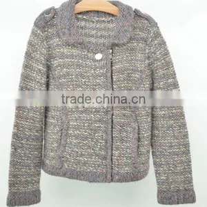 Hand Knitted Kids Cardigan Wool Sweater Knitting Design For Girl thumbnail-1
