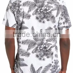 Men's Latest Cotton Gym Shirt Designed in Tropical-vibe With Short Sleeves thumbnail-2
