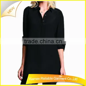 Black Cotton Fabric Formal Long Sleeve Shirt for Women thumbnail-1