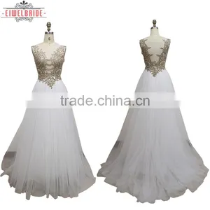 OEM Long Floor-length White A Line Wedding Dress thumbnail-1