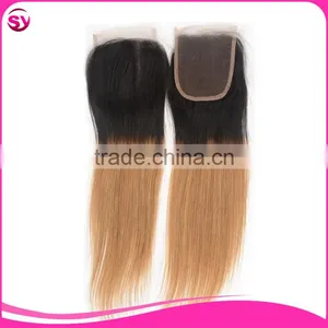 1B/27 Brazilian Ombre Blonde Hair Closure Piece, Free Parting Lace Closure Blonde thumbnail-6