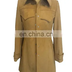 Chinese Manufacturer Women Slim Long Fake Suede Jacket For Sale thumbnail-3