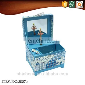 Square Hand Crank Ballerina Dancer Music Box With Mirror thumbnail-5