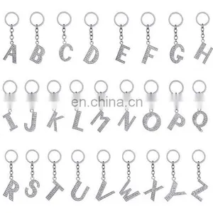 26 Letter Available Alphabet Rhinestones Metal Keychain thumbnail-1