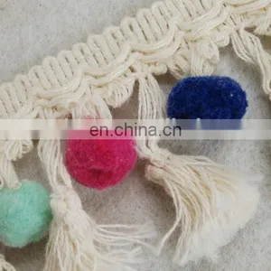 Top Fashion Multico Design Cotton Pompom Fringe Tassel Trim thumbnail-3