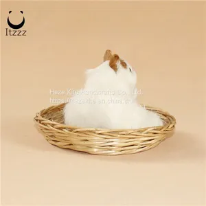 ITZZZ Lifelike Plush Furry Sitting Cat Realistic Pet Animal Figurine Home Decor Life Size Cat Model thumbnail-2