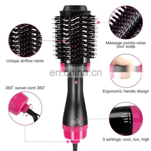 2021 Professional Hair Salon Flat Iron Hot Air Pick Electric Comb One Step Hair Dryer Straightening Curling Straightener thumbnail-3