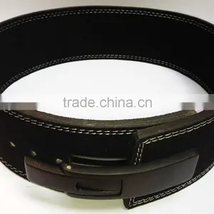 Professional Fitness Weightlifting Power Gym Belt Lever Genuine Leather Belt 4" Black Buckle New thumbnail-1