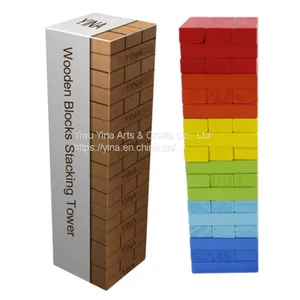 54pcs Wooden Building Blocks Toys Cartoon Colorful Rainbow Stacking Tower Creative Board Games For Children Baby thumbnail-2