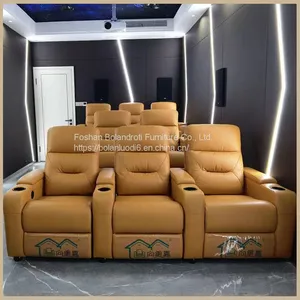 Villa Living Room Leather Electric Sofa Home Theater Electric Multi-functional Audio-visual Room Sofa Combination thumbnail-2