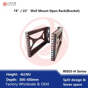 Factory OEM WS03-H 19inch or 24inch Wall Mount Open Frame Rack 4U/6U Bracket for Network Equipment thumbnail-1