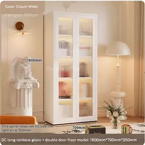 Fluted Glass Metal Cabinet- CBT735|Modern French Cream Style With Safe Anti-tipping Design for Living Room Display- ODM/OEM Supported thumbnail-1