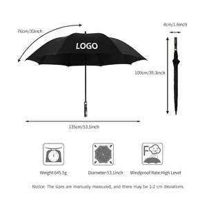 High Quality 30Inch Automatic Open Air Vented Straight Handle Waterproof Windproof Business Gifts Advertising Promotional RPET Golf Umbrella thumbnail-5