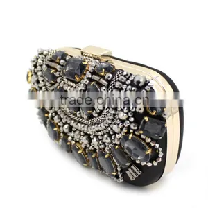 Handmade Heavy Manual Hot Sale Big Stone Ambroidered Clutch Bag thumbnail-4