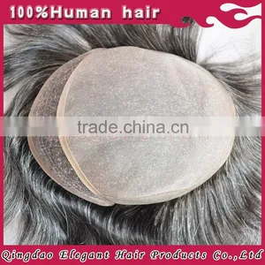 Qingdao Elegant 2015 Wholesale Website Cheap High Quality Indian Hair Mens Toupees Grey thumbnail-2