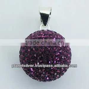 Crystal Pendant Sterling Silver Blackberry Colored Sparkle thumbnail-1