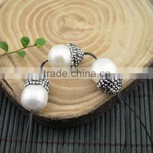 LFD-0011B New Druzy Pearl Pave Rhinestone Water Drop Connectors Spacer Beads Jewelry Finding thumbnail-1