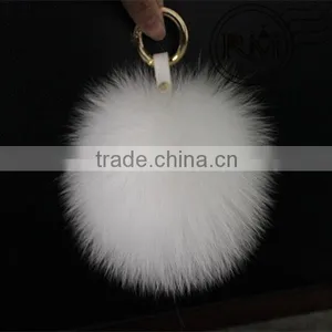 Factory Wholesale 14cm Fox Fur Pom Pom Ball for Cellphone thumbnail-5