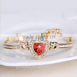 Top Grade Crystal Heart Bangles The Heart Of Ocean Blue Austria Crystal Bracelets For Women thumbnail-2