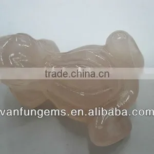 2" Natural Rose Quartz Carved Frog thumbnail-1