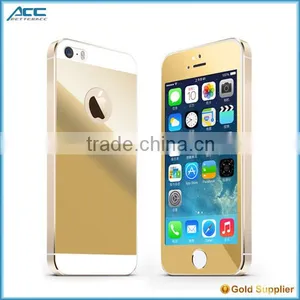Popular Front+Back Metallic Plating Color Tempered Glass Screen Protector for IPhone 5 5s thumbnail-1