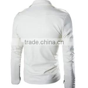 New Fashion Men's Jackets Short Slim Collar Motorcycle Leather Jacket Coat thumbnail-4