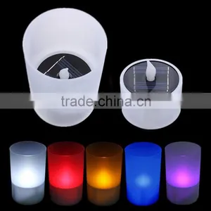 Novelty Colorful Changing Flameless Night Lights Solar Power & Battery Power Luminaria Light Sensor LED Night Light Candle Lamp thumbnail-1