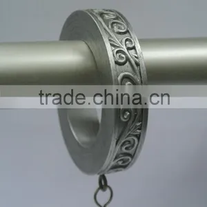 Decorative Designer Silver Curtain Rod Rings With Clips For 1", 1-1/4" & 1-1/2" Drapery Rods thumbnail-1