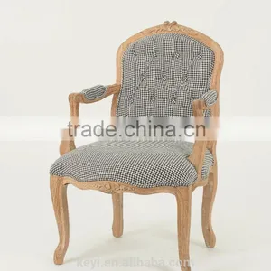 Upholstered Hand Carved Fancy Retro Style Living Room Chair/Vintage French Style Wood Armchair (CH-923-Oak ) thumbnail-1