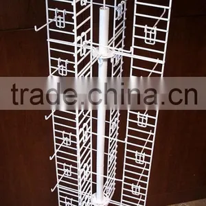 White 4 Sided Retail Metal Hanging Floor Display Peg Hook Spinner Rack 69 In. thumbnail-2