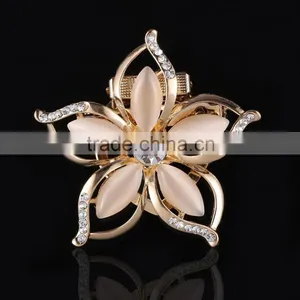 Vintage Flower Opal Rhinestone Brooch Pins,Crystal Flower Scarf Buckle thumbnail-1