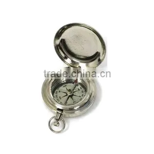 CHROME PLATED POCKET COMPASS W/COVER - Hiking Scout thumbnail-1