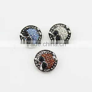 Custom Metal Snap Button White Owl Rhinestone Snap On Interchangeable Snap Jewelry thumbnail-2