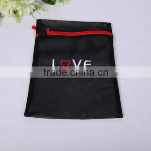YIWU RODA 100% Polyester Mesh Square Black Embroidery Laundry Bag thumbnail-2