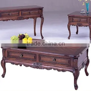 CF30023 Antique Carved Storage Wooden Coffee End Sofa Table thumbnail-1