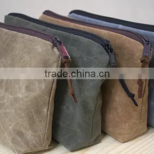 Custom High Quality Waxed Canvas Zipper Pouch Unisex thumbnail-1
