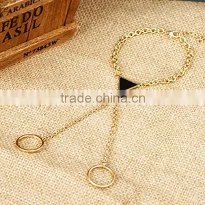 Hand Bracelet Bangle Gold Chain Link Finger Ring Bracelet thumbnail-2