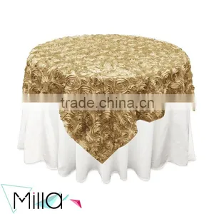 Rosette Satin Tablecloth Rose Wedding Cake Table Overlay thumbnail-1