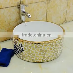 Hot Sale in Ceramic Golden Color Wash Basin thumbnail-3