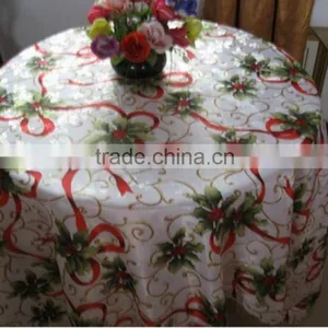 Transfer Print Christmas Design 100% Polester Table Cloth From Manufacturer thumbnail-3