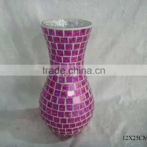PINK MOSAIC GLASS VASE IN D12 X H 25 CM thumbnail-1