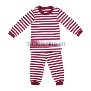 2016 Pajamas Set for Baby Toddler Children Boutique Winter Clothing Cotton Girls Pajamas Wine Striped Pajamas Kids thumbnail-1